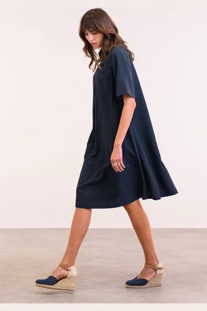 CELTIC & CO. Blue Short Sleeve Swing Dress38