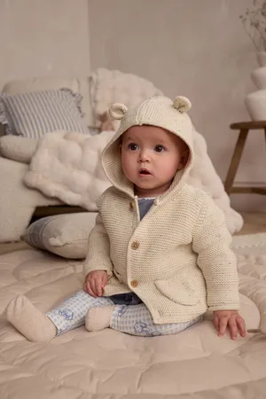 Next 100% Cotton Knitted Hooded Baby Cardigan2