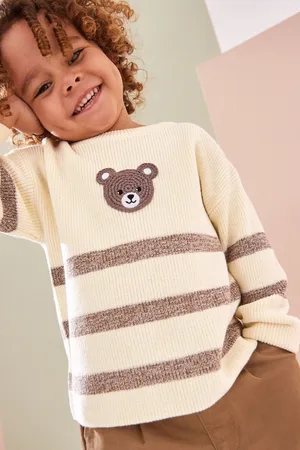 Next Bear Stripe Knitted 100% Cotton Crew Neck Jumper (3mths-7yrs)4