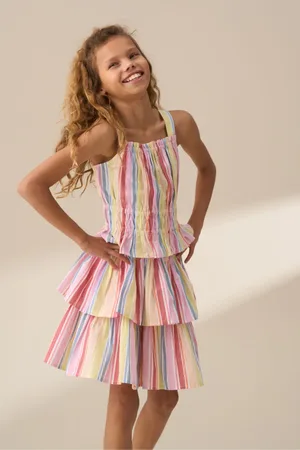 Angel & Rocket Faye Multi Stripe Tiered 100% Cotton Skirt110116cm