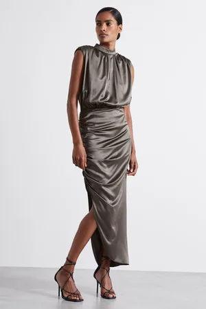Reiss Aude Atelier Ruched Silk Blend Satin Dress34