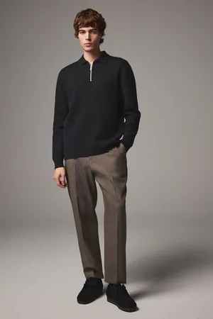 Next Regular Fit Cotton Rich Knit Long Sleeve Polo ShirtXL