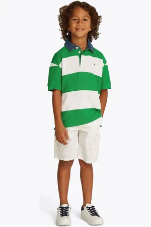 Tommy Hilfiger Collar Stripe Short Sleeve 100% Cotton Polo Shirt140146cm