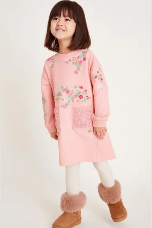 Monsoon Floral Print Embroidered Sweatshirt 100% Cotton Dress3