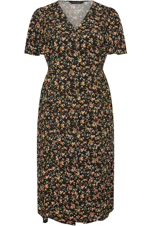 Evans Orange Button Through Angel Sleeve Dress48