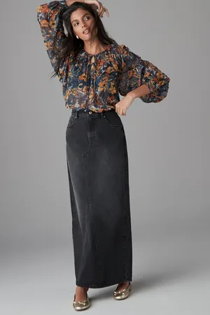 Next Maxi Denim 100% Cotton Skirt42 Petite