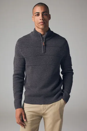 Next Regular Fit Textured Zip Neck Jumper with WoolXL