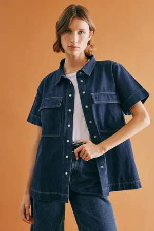 Albaray Blue Dark Denim Short Sleeve 100% Cotton Shirt38