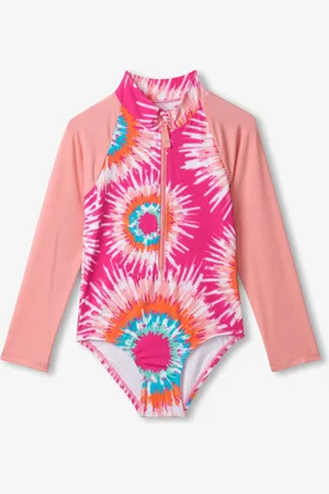 Hatley Pink Sunburst Tie Dye Longsleeve Rashguard Swimsuit104110cm