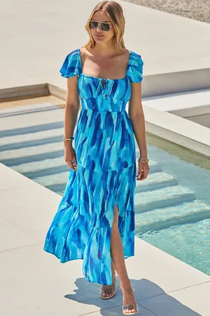 Sosandar Tiered Hem Cap Sleeve Midi Dress36