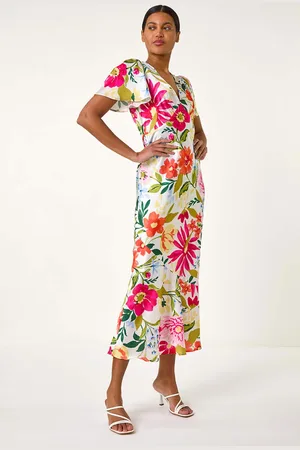 Roman Floral Satin Midi Dress38