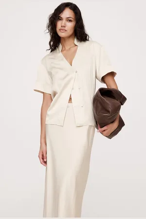 Banana Republic Satin Short-Sleeve Shirtxlarge