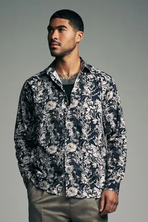 Next Regular Fit Kew Collection 100% Cotton Floral Long Sleeve Single Cuff Shirt4XL