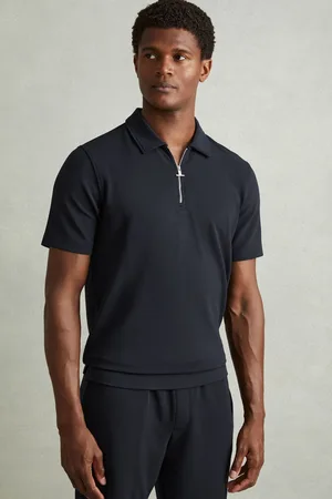 Reiss Albany Textured Zip-Neck Polo ShirtXS