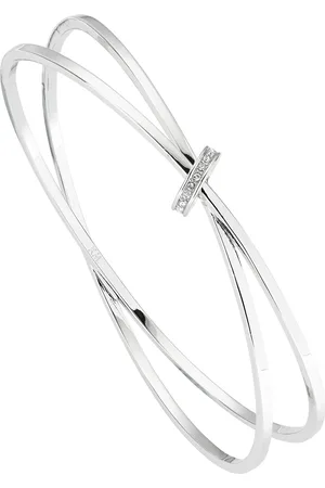 Karen Millen Silver Tone Oval Pavé Chain Bangleeen