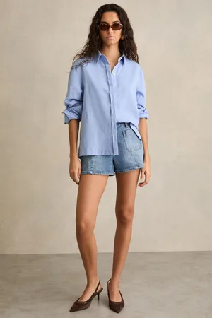 Reiss Kira Mid-Rise Patch Pocket Denim Shorts40