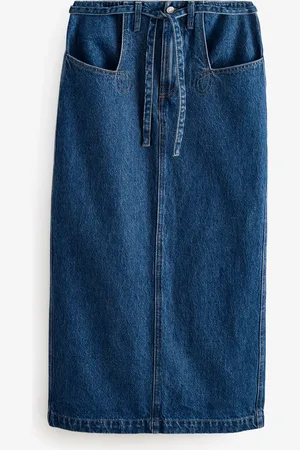 Next 100% Cotton Hourglass Belted Pocket Stitch Midi Skirt44 Tall