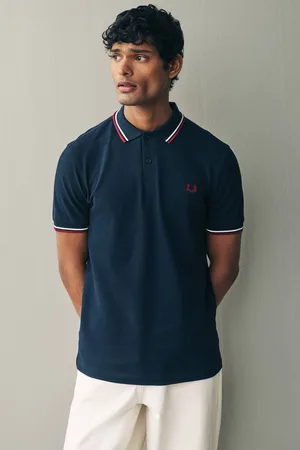 Fred Perry Poloshirt met twee contrasterende streepjes voor heren, gemaakt van 100% katoenXL