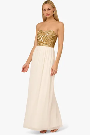Adrianna Papell Adrianna by Beaded Strapless Long White Dress44