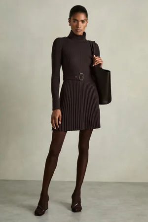 Reiss Vinnie Roll-Neck Ribbed Mini DressM