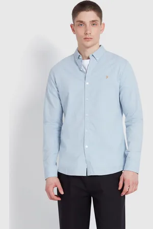 Farah Steen Long Sleeve 100% Organic Cotton Shirt in Hazelnut MarlLarge