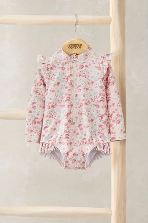 Mamas & Papas Pink Floral Print Long Sleeve Swimsuit8086cm