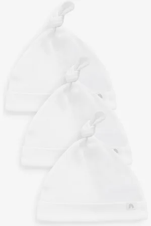 Next 100% Cotton Tie Top Baby Hats 3 Pack (0-12mths)3