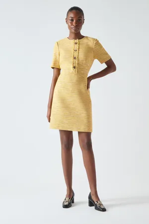 LK Bennett Varley Cotton Blend Tweed Mini Dress With Button Detail36