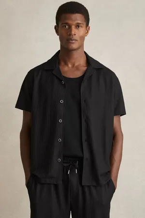 Reiss Warwick Textured-Knit Cuban-Collar ShirtX-large