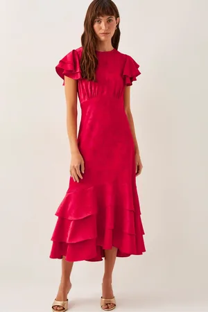 Monsoon Ester Satin Ruffle Midi Dress38