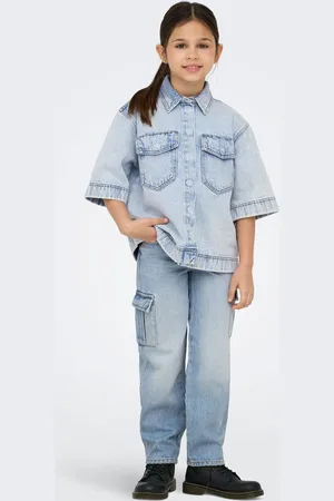 ONLY Blue Wide Leg Cargo Denim Jeans9 Jaar (134cm)