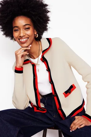 Boden Holly Collared Knitted 100% Cotton Jacket44