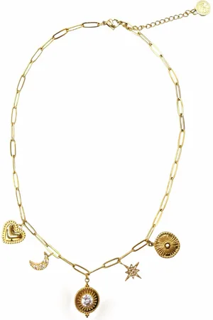 Bibi Bijoux Gold Tone Celestial Stainless Steel Charm Necklaceeen