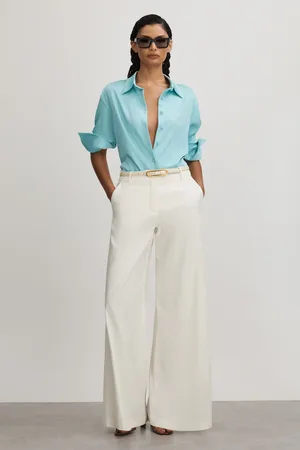 Anna Quan Wide Leg Linen Blend Trousers36