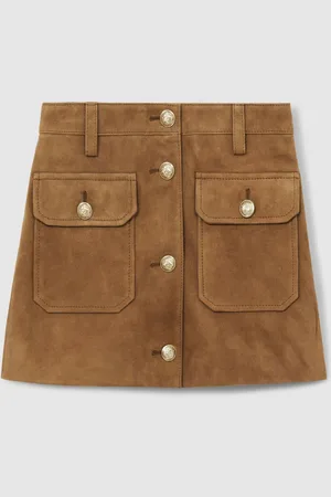 Reiss Connie Suede Flap Pocket Skirt158164cm