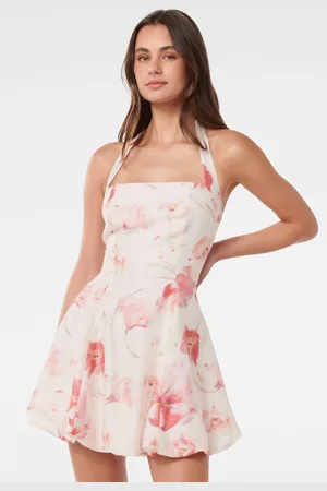 Forever New Harriet Halter Neck Bubble Mini Dress with a Touch of Linen38