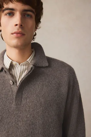 Next Relaxed Fit Long Sleeve Knit Rugby Shirt with Wool4XL