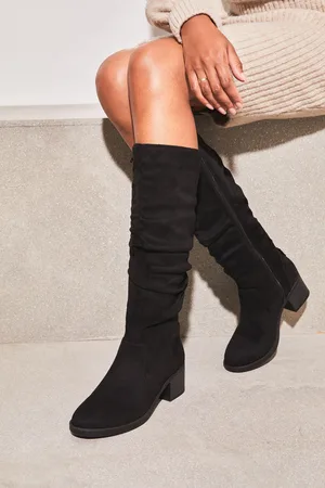 Lipsy London Suèdeachtige kniehoge gerimpelde laarzenEU 36 (UK 3) B