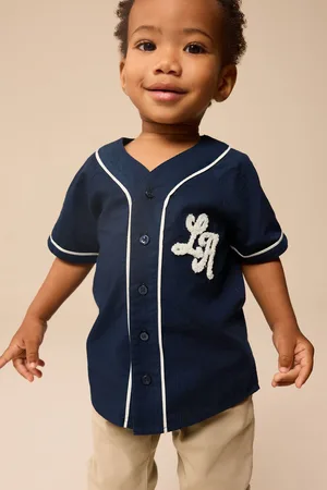 Next 100% Cotton Short Sleeve Varsity Baseball Neck Shirt (3mths-7yrs)110116cm