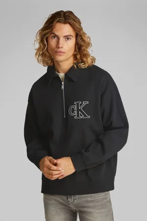 Calvin Klein Rib Logo Zip Polo Shirtmedium