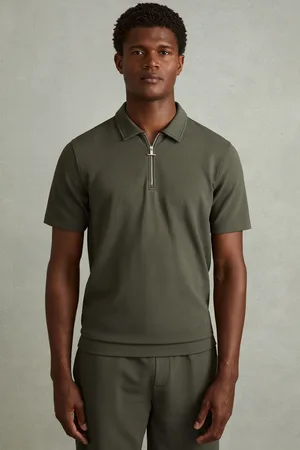 Reiss Albany Textured Zip-Neck Polo ShirtXS
