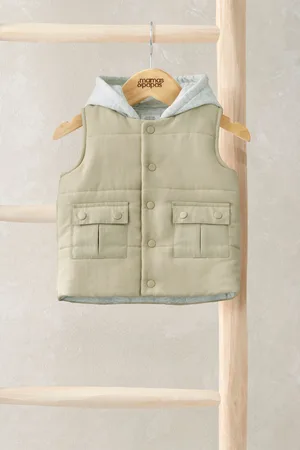 Mamas & Papas Hooded Brown Gilet9298cm