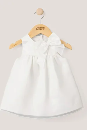 Mamas & Papas Witte jurk van organza met strik6