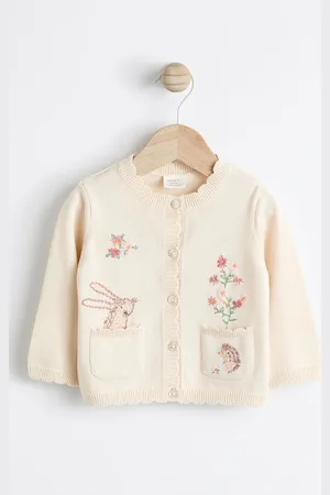 Next Baby Embroidered Knitted 100% Cotton Cardigan (0mths-3yrs)Tot 3 maanden (62cm)