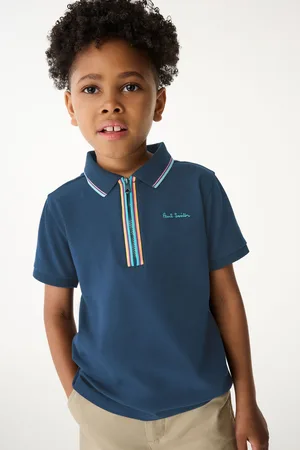 Paul Smith Boys Short Sleeve Artist 100% Cotton Quarter Zip Polo Shirt10