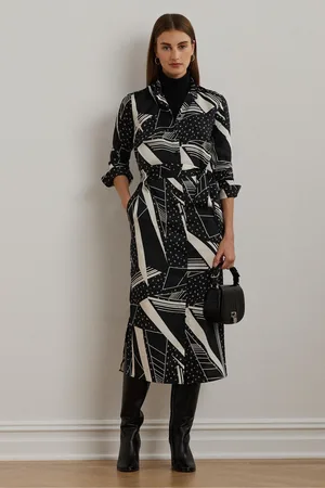 Ralph Lauren Twill Patterned Belted Shirt Dress40