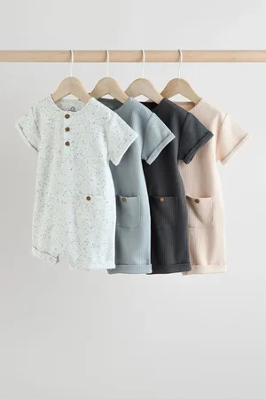 Next Baby Jersey 100% Cotton Rompers 4 Pack7480cm