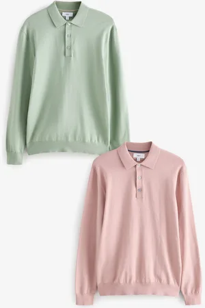 Next Knitted Long Sleeve Polo Shirts 2 PackXS