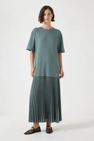 Hush Puppies Esme Short Sleeve Pleated Midi Dressxlarge