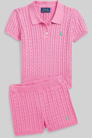 Ralph Lauren Girls Pink Cable Knit 100% Cotton Shorts110116cm